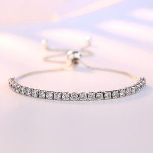 925 Sterling Silver Diamond Tennis Net Bracelet